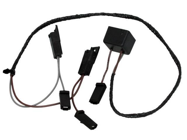 DIMMER HARNESS AND MODULE, Hood Tachometer, works w/ OE and repro hood tachometers, incl plug in module that connects to original harness and instructions