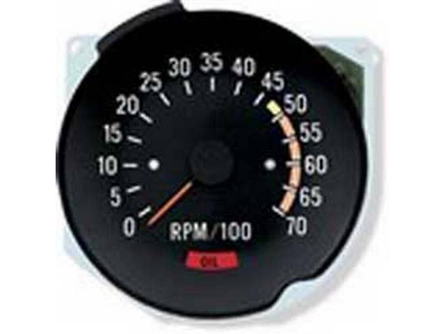 Tachometer, 7000 rpm range w/ 5000 redline, W/ Oil Warning Light, reproduction