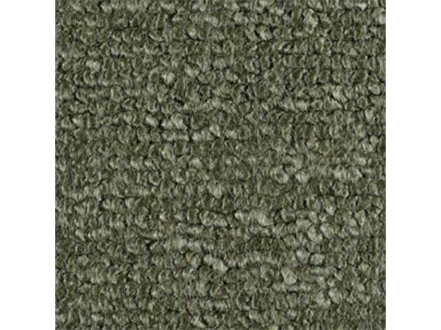 Medium Green 1-Piece Raylon Loop Molded Carpet Set with Standard Jute Padding and Backing