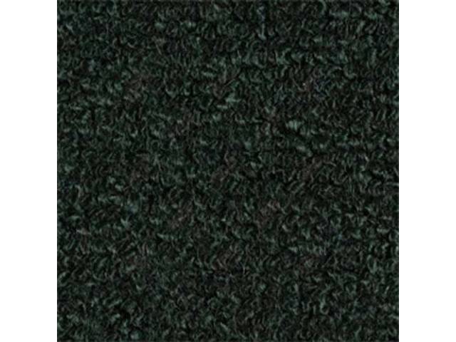 Dark Green 1-Piece Raylon Loop Molded Carpet Set with Standard Jute Padding and Backing