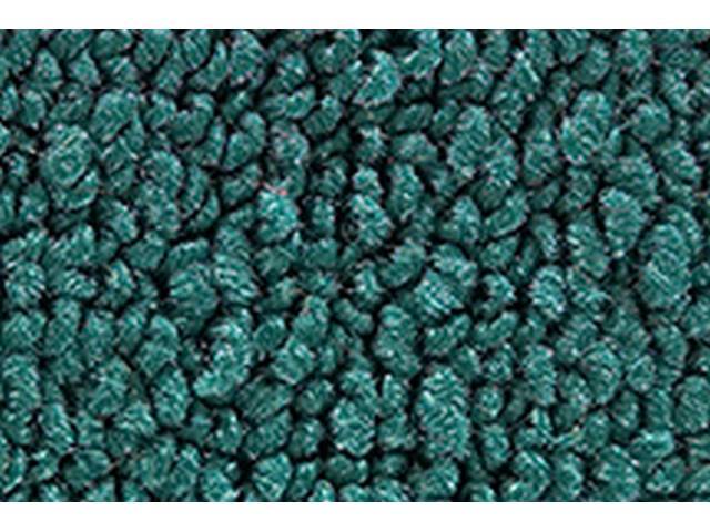 Turquoise 1-Piece Raylon Loop Molded Carpet Set with Standard Jute Padding and Backing