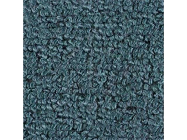 Teal Blue 2-Piece Raylon Loop Molded Carpet Set with Standard Jute Padding and Backing