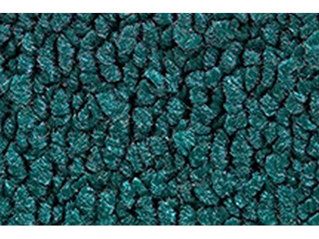 Teal Blue 1-Piece Raylon Loop Molded Carpet Set with Standard Jute Padding and Backing