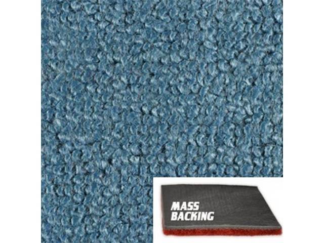 Medium Blue 2-Piece Raylon Loop Molded Carpet Set with Standard Jute Padding and Improved Mass Backing