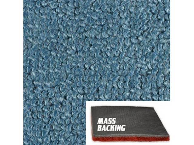 Medium Blue 1-Piece Raylon Loop Molded Carpet Set with Standard Jute Padding and Improved Mass Backing
