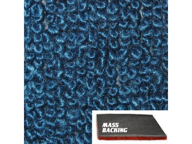 Bright Blue 2-Piece Raylon Loop Molded Carpet Set with Standard Jute Padding and Improved Mass Backing