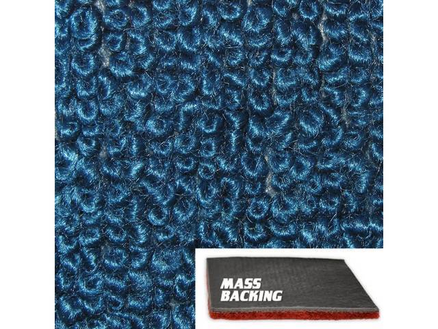 Bright Blue 1-Piece Raylon Loop Molded Carpet Set with Standard Jute Padding and Improved Mass Backing