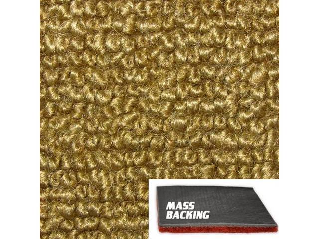 Gold 1-Piece Raylon Loop Molded Carpet Set with Standard Jute Padding and Improved Mass Backing