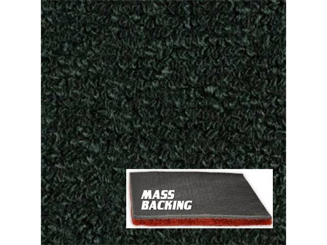 Dark Green 2-Piece Raylon Loop Molded Carpet Set with Standard Jute Padding and Improved Mass Backing