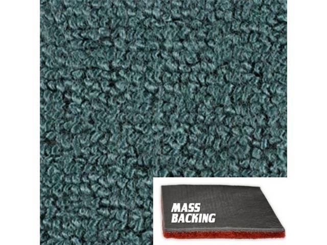 Turquoise 2-Piece Raylon Loop Molded Carpet Set with Standard Jute Padding and Improved Mass Backing