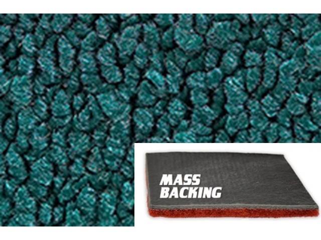 Teal Blue 2-Piece Raylon Loop Molded Carpet Set with Standard Jute Padding and Improved Mass Backing