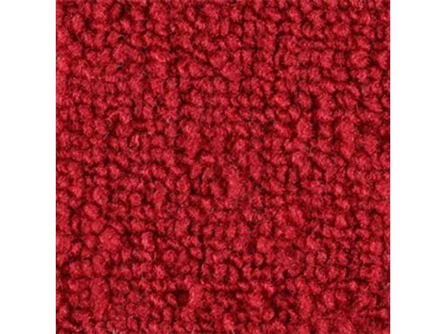 Bright Red 2-Piece Raylon Loop Molded Carpet Set (A/T or column shift M/T) with Standard Jute Padding and Backing