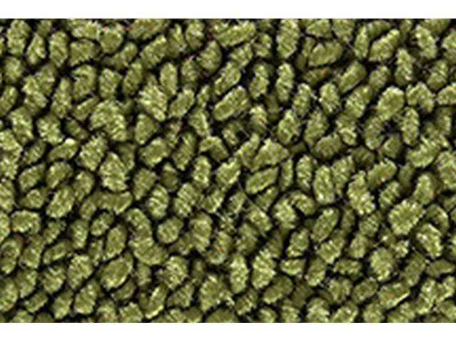 Moss Green 2-Piece Raylon Loop Molded Carpet Set (A/T or column shift M/T) with Standard Jute Padding and Backing