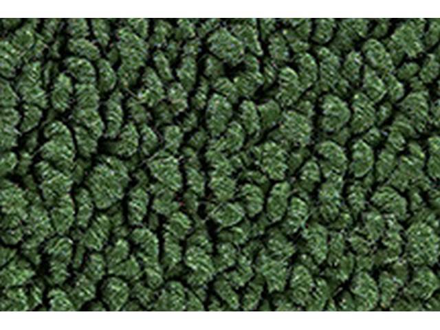 Green 2-Piece Raylon Loop Molded Carpet Set (A/T or column shift M/T) with Standard Jute Padding and Backing