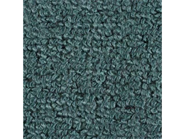 Turquoise 2-Piece Raylon Loop Molded Carpet Set (A/T or column shift M/T) with Standard Jute Padding and Backing