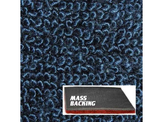 Medium Blue 2-Piece Raylon Loop Molded Carpet Set (A/T or column shift M/T) with Standard Jute Padding and Improved Mass Backing