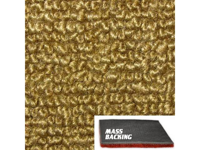 Gold 2-Piece Raylon Loop Molded Carpet Set (M/T floor shift) with Standard Jute Padding and Improved Mass Backing