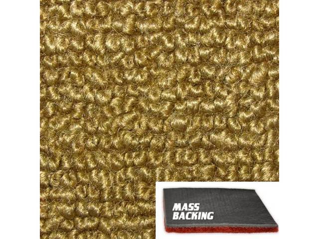 Gold 2-Piece Raylon Loop Molded Carpet Set (M/T floor shift) with Standard Jute Padding and Improved Mass Backing