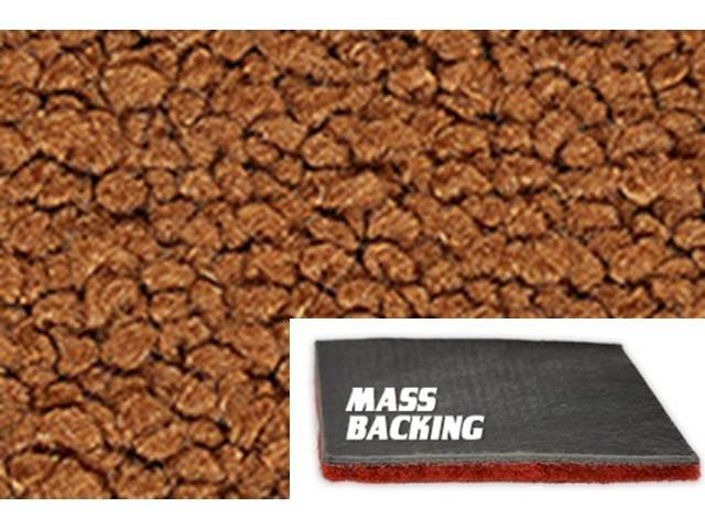 Orange 2-Piece Raylon Loop Molded Carpet Set (A/T or column shift M/T) with Standard Jute Padding and Improved Mass Backing
