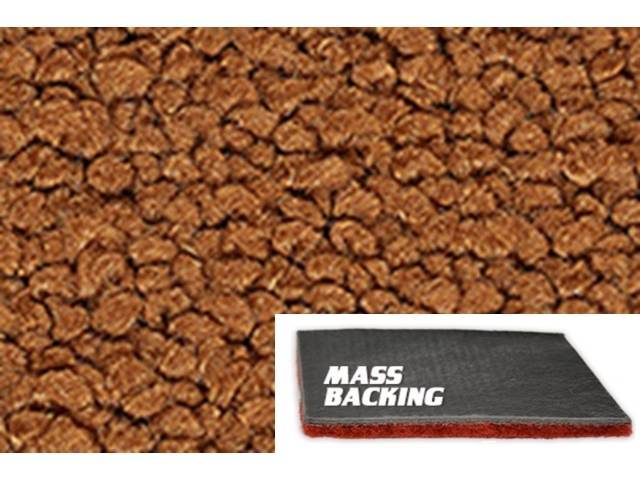 Orange 2-Piece Raylon Loop Molded Carpet Set (M/T floor shift) with Standard Jute Padding and Improved Mass Backing