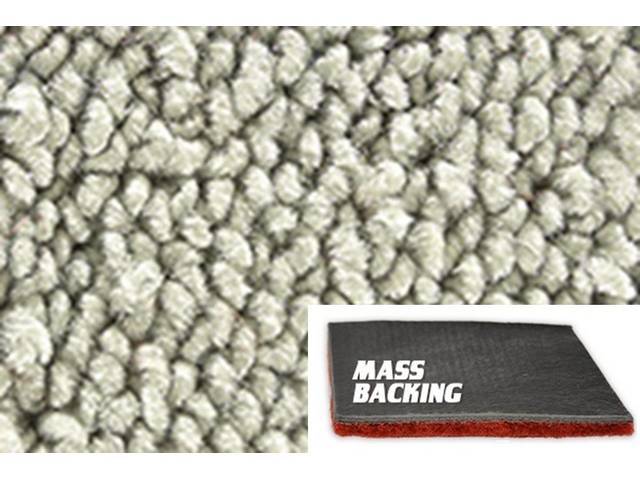 Silver 2-Piece Raylon Loop Molded Carpet Set (A/T or column shift M/T) with Standard Jute Padding and Improved Mass Backing