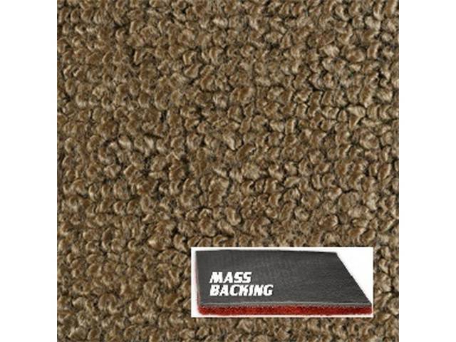 Saddle 2-Piece Raylon Loop Molded Carpet Set (A/T or column shift M/T) with Standard Jute Padding and Improved Mass Backing