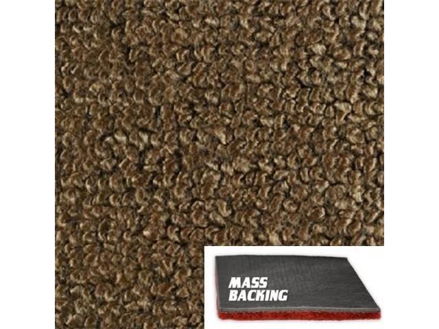 Dark Saddle 2-Piece Raylon Loop Molded Carpet Set (A/T or column shift M/T) with Standard Jute Padding and Improved Mass Backing
