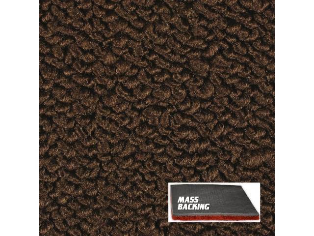 Dark Brown 2-Piece Raylon Loop Molded Carpet Set (A/T or column shift M/T) with Standard Jute Padding and Improved Mass Backing