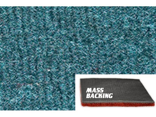 Medium Blue 2-Piece Nylon Cut Pile Molded Carpet Set (A/T or column shift M/T) with Standard Jute Padding and Improved Mass Backing