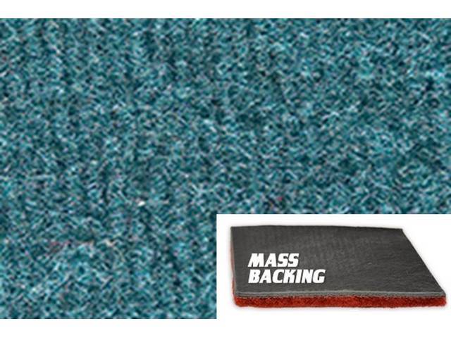 Medium Blue 2-Piece Nylon Cut Pile Molded Carpet Set (M/T floor shift) with Standard Jute Padding and Improved Mass Backing