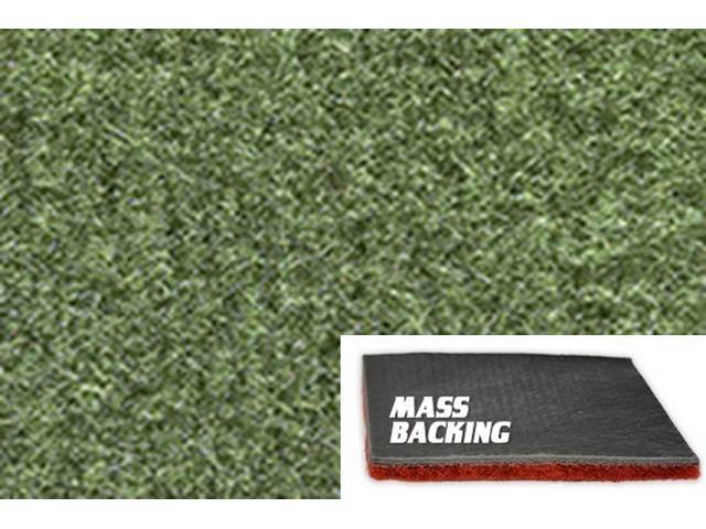 Willow Green / Dark Green 2-Piece Nylon Cut Pile Molded Carpet Set (M/T floor shift) with Standard Jute Padding and Improved Mass Backing