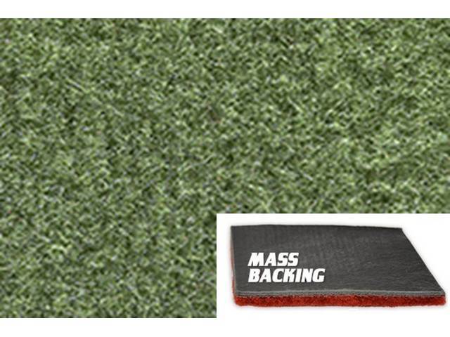 Willow Green / Dark Green 1-Piece Nylon Cut Pile Carpet Set (w/o console cutout) with Standard Jute Padding and Improved Mass Backing
