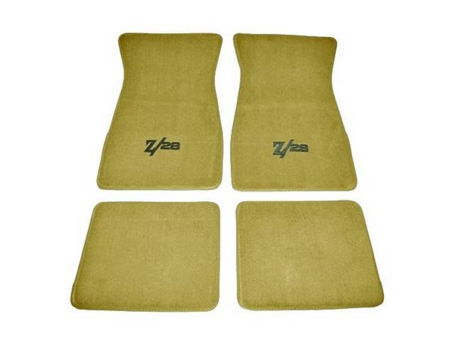 FLOOR MATS, Carpet, Raylon (Loop Style), Ivy Gold w/ *Z/28* in black lettering, (4)