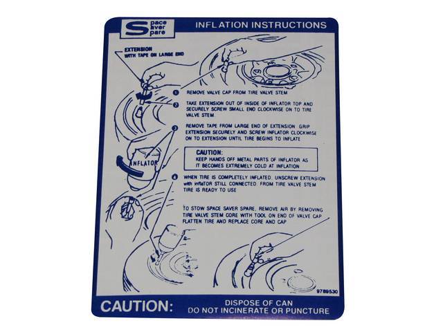 DECAL, SPACE SAVER INFLATOR INST