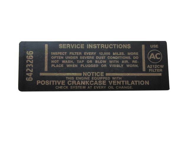 DECAL, AIR CLEANER SERVICE INST.