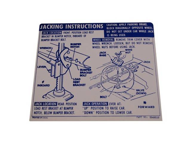 DECAL, JACK INSTRUCTIONS, SPACE SAVER (3949510)