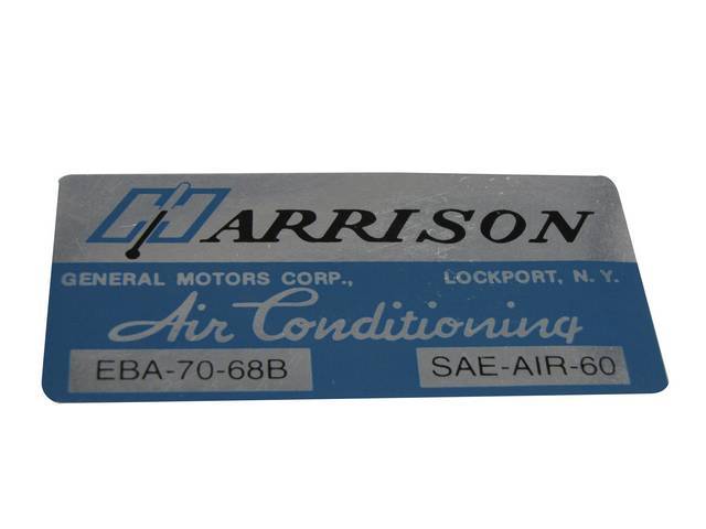 DECAL, Harrison A/C Evaporator Box, GM p/n EBA-70-68B, Repro