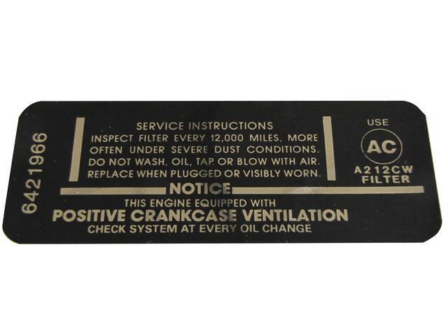 DECAL, AIR CLEANER SERVICE INSTRUCTIONS, 327, 275-350 HP, (6421966)