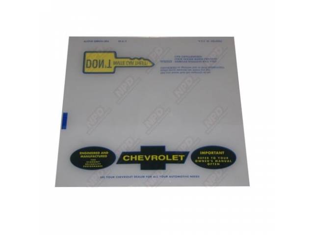 STORAGE BAG, Owners Manual, Plastic, Reproduction for (69-72)
