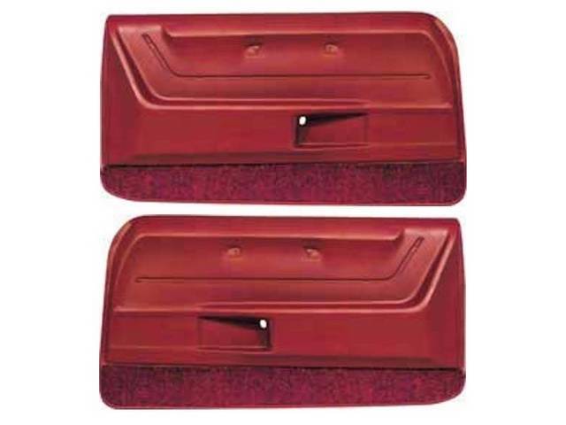 Inside Door Panel Set, Dlx, Red, Incl Carpet Inserts, reproduction