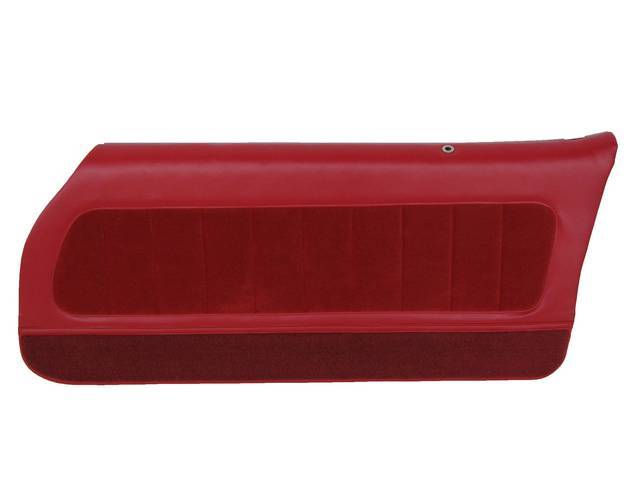 Restoration Quality Deluxe Interior Pre-Assembled Door Panel Set, Bright Red vinyl with cloth inserts
