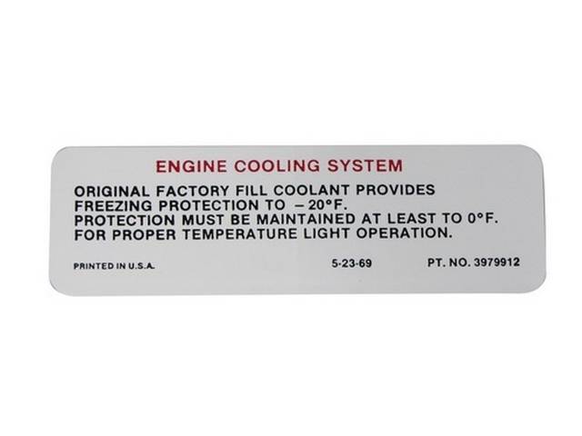DECAL, Caution Cooling System, *3979912*, repro