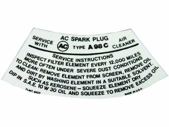 DECAL, Air Cleaner Service Instructions, black, *A98C*, repro
