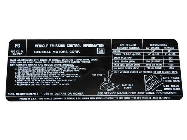 DECAL, Emission, US / California, *PG* and *487348*, repro