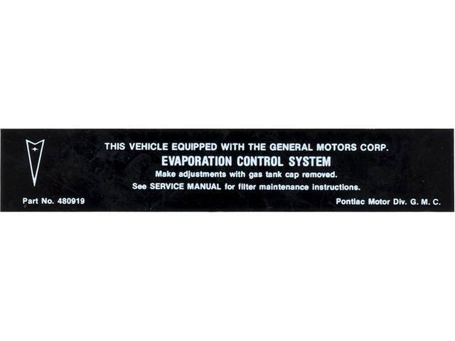 DECAL, California Evaporation Control System, repro