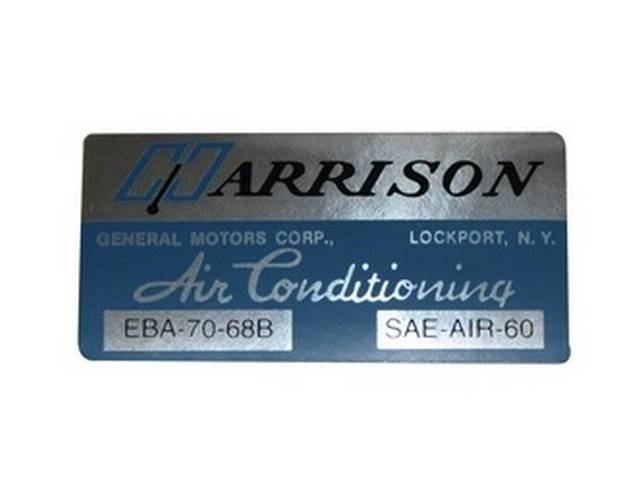 DECAL, Harrison A/C Evaporator Box, *EAB-70-68B*, repro