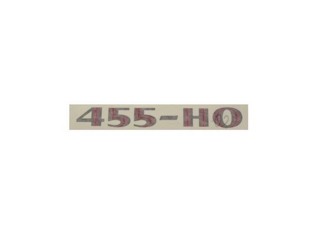 DECAL, Hood Scoop, *455 HO*, Charcoal / Red / Black, Repro