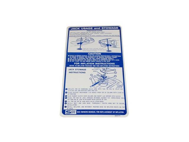 Jack Instructions Decal, repro