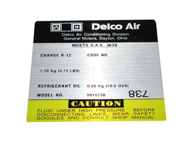 Delco Air Conditioning Compressor Decal, *5910718*, repro