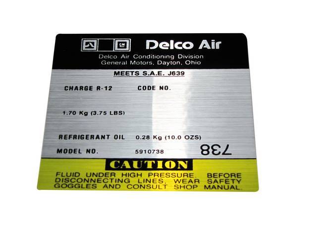 Delco Air Conditioning Compressor Decal, *5910738*, repro